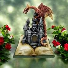 Load image into Gallery viewer, LED Dragon Castle Figurine Fantasy Gothic Ornament Medieval Book Display Ornament