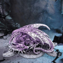 Load image into Gallery viewer, Triple Moon Treasure Dragon Figurine 21.3cm Purple Sculpture Hand-Painted