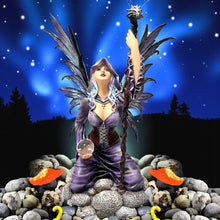 Laden Sie das Bild in den Galerie-Viewer, Fantasy Fairy with Staff and Orb Figurine Gothic Witch Angel Ornament Mythical Decor