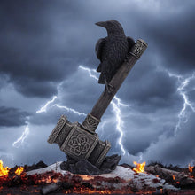 Load image into Gallery viewer, Thor's Hammer with Raven Viking Figurine Norse Mythology Valhalla Statue 23cm