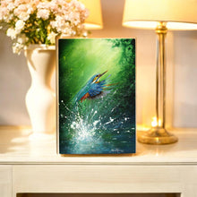 Load image into Gallery viewer, Kingfisher in Flight Ceramic Art Tile by D. Finney – 30x20 cm – Ready to Hang