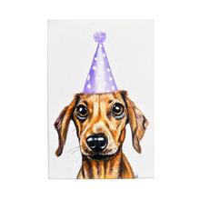 Load image into Gallery viewer, Party Dachshund Ceramic Tile Art 20X30cm Wall Decor by Victoria Coleman - Ready to Hang | Adorable Dog Themed Art Tile, Dachshund Gift, Unique Home Decor