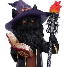 Laden Sie das Bild in den Galerie-Viewer, Black Wizard Cat Figurine Mystic Witchcraft Statue Fantasy Gothic Spellcaster Ornament