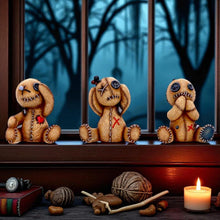 Laden Sie das Bild in den Galerie-Viewer, Gothic Voodoo Doll Figurine Hear No See No Speak No Evil Quirky Gift Boxed