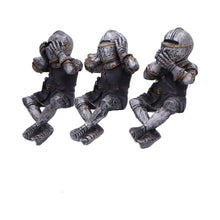 Laden Sie das Bild in den Galerie-Viewer, Medieval Knight Figures Shelf Sitters Set Gothic See No, Hear No, Speak No Evil