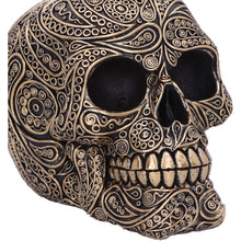 Laden Sie das Bild in den Galerie-Viewer, Intricate Gothic Skull Figurine Black and Gold Statue Decorative Occult Ornament