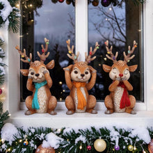 Charger l'image dans la galerie, Christmas Reindeer Ornaments Set 3 See Hear Speak No Evil Festive Figures Gifts