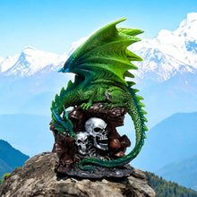Load image into Gallery viewer, Green Dragon Figurine Gothic Resin Statue Fantasy Decor Collectible Ornament 23cm