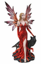 Laden Sie das Bild in den Galerie-Viewer, Fantasy Gothic Fairy with Wolf Figurine Wiccan Statue Mythical Collectible Sculpture