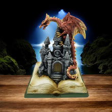 Load image into Gallery viewer, LED Dragon Castle Figurine Fantasy Gothic Ornament Medieval Book Display Ornament