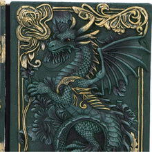 Load image into Gallery viewer, Fantasy Dragon Grimoire Gothic Spell Book Journal with Green Sculpted Cover