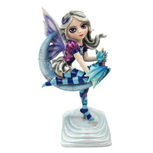 Laden Sie das Bild in den Galerie-Viewer, Mystical Winter Fairy Figurine & Dragon Crescent Moon Fantasy Gothic Ornament