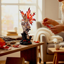 Load image into Gallery viewer, Dark Gothic Fairy Figurine Sitting on Plinth with Crystal Ball Fantasy Mystical Statue