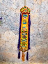 Load image into Gallery viewer, Tibetan Eight Auspicious Symbols Damaru Tail Wall Hanging, Traditional Spiritual Decor, Handmade Blessing Artifact, 41cm Long