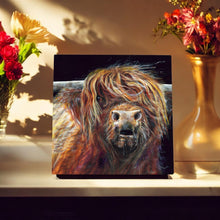 Load image into Gallery viewer, COLIN HIGHLAND COW Ceramic Art Tile by Pankhurst Gallery - 20x20 cm - Ready to Hang on Wall