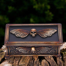 Load image into Gallery viewer, Gothic Skull & Moth Mystical Steampunk Trinket box Ornament fantasy Horror Art Decor