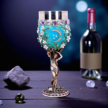 Load image into Gallery viewer, Triple Moon Goddess Maiden Goblet Chalice Wiccan Pagan Celtic Altar Drink Cup