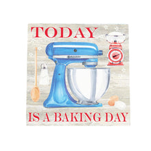 Load image into Gallery viewer, Today is a Baking Day Ceramic Art Tile by K.T. Bentley – 20x20 cm Ready to Hang Kitchen Décor