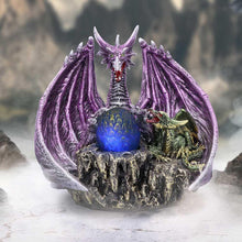 Load image into Gallery viewer, The Arrival Dragon Figurine 17.5cm Mystical Purple and Green Dragon with Blue Egg Hand-Painted