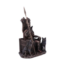 Load image into Gallery viewer, Bronze Odin All Father Figurine | Norse Mythology Statue with Wolves and Throne 22cm