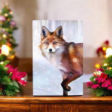 Load image into Gallery viewer, FOX IN SNOW FALL Ceramic Art Tile P.F. Johnson 30x20 cm | Wall Decor | Christmas Gift Box"