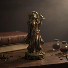 Load image into Gallery viewer, Small Morrigan Goddess Figurine Celtic War Deity Crow Statue Pagan Mythology