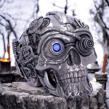 Laden Sie das Bild in den Galerie-Viewer, Gothic Cyberpunk Silver Skull Figurine Mechanical Detailing Steampunk Ornament