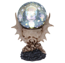 Load image into Gallery viewer, Skeletal Dragon Skull Figurine with Light-Up Orb Multi-coloured LED Skulls Gift Boxed.