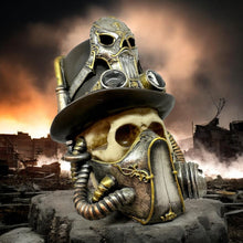 Laden Sie das Bild in den Galerie-Viewer, Steampunk Skull with Gas Mask Gothic Figurine Ornament Fantasy Apocalypse Statue