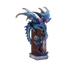 Laden Sie das Bild in den Galerie-Viewer, Mystical Dragon on Skull Book Figurine – Gothic Fantasy Ornament 22cm