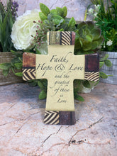 Load image into Gallery viewer, Porcelain Cross Faith, Hope, and Love Elegant Christian Decor Spiritual Keepsake Timeless or Religious Centerpiece 14.5 cm Tall-OsirisTradingUK
