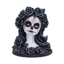 Laden Sie das Bild in den Galerie-Viewer, Gothic Day of the Dead Skull Tea Light Holder Flor de Muerte Day of the Dead Bust