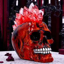 Laden Sie das Bild in den Galerie-Viewer, Red Crystal LED Skull with Mohawk Gothic Punk Statue Horror Fantasy Figurine Art
