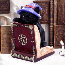 Load image into Gallery viewer, Mystical Witch Cat Bookend Figurine Gothic Spell Book Pagan Fantasy Ornament Decor