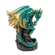 Load image into Gallery viewer, Gothic Dragon Figurine - Emerald Green Statue Resin Collectible Ornament