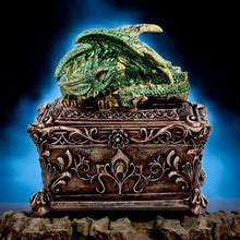 Load image into Gallery viewer, Dragon Jewellery Storage Box - Decorative Green Resin Fantasy Trinket Holder