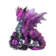 Laden Sie das Bild in den Galerie-Viewer, Mystical Purple Dragon Ornament with Eye Key – Gothic Resin Figurine Fantasy Decor
