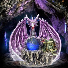 Load image into Gallery viewer, The Arrival Dragon Figurine 17.5cm Mystical Purple and Green Dragon with Blue Egg Hand-Painted