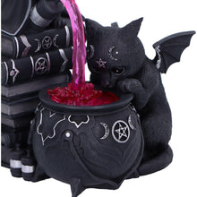 Load image into Gallery viewer, Gothic Curious Cauldron Figurine Cult Cuties Cats Brewing Magic Occult Ornament