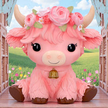 Load image into Gallery viewer, Moo Crew Primrose Pink Flower Cow Figurine Cute Farmhouse Ornament Decor