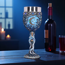 Load image into Gallery viewer, Wiccan Triple Moon Crone Chalice Goddess Goblet Pagan Ritual Alter Art Decor
