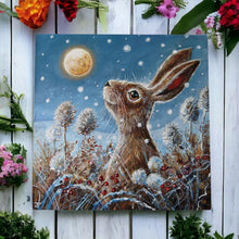 Load image into Gallery viewer, Judith Yates - Snow Flurry Hare Ceramic Wall Art Tile 20x20 cm - Stunning Winter Wildlife Decor