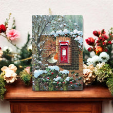 Load image into Gallery viewer, ROBIN AND CHRISTMAS POST Ceramic Art Tile by R. Fathers 30x20cm, Ready to Hang, Holiday Décor