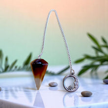 Load image into Gallery viewer, Carnelian Crystal Pendulum Moon Charm Dowser Reiki Chakra & Spiritual Work