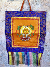 Load image into Gallery viewer, Tibetan Buddhist Golden Fishes Wall Hanging, Handcrafted Brocade Silk & Cotton Decor, Meditation Art, Authentic Spiritual Tapestry, 17x41cm-OsirisTradingUK