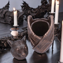 Load image into Gallery viewer, Bronze Bat Snuggle Box 8.5cm | Hand-Painted Gothic Decor | Cast Resin Bat Storage