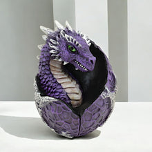 Load image into Gallery viewer, Mystical Purple Dragon Egg – Gothic Mythical Hatchling Figurine – Fantasy Decor Ornament