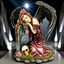 Load image into Gallery viewer, Gothic Mourning Angel + Gravestone Remembrance Statue Fantasy Love Figurine