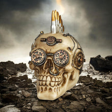 Laden Sie das Bild in den Galerie-Viewer, Gothic Steampunk Skull Figurine Bullet Mohawk Fantasy Statue Unique Decor Gift