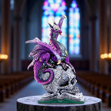 Laden Sie das Bild in den Galerie-Viewer, Mystical Dragon on Skull And Book Statue Gothic Decor Fantasy Figurine Ornament